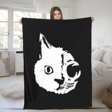Discover Cat Skull funny Fleece Blankets