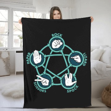Discover ROCK PAPER SCISSORS LIZARD SPOCK Fleece Blankets