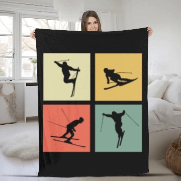Discover Skiing Fleece Blankets