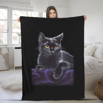 Discover black cat Fleece Blankets