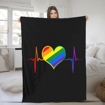 Discover Pride Heart Beat Pride LGBT Community Pride Gifts Fleece Blankets