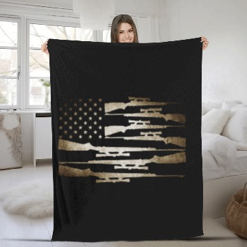 Discover product With Gun - USA Flag - Shooter Gifts Fleece Blankets