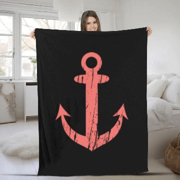 Discover Anchor Grunge Living Coral Girlpower Fleece Blankets