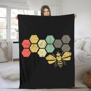 Discover Retro Bee Honeycomb Vintage Beekeeper Gift Fleece Blankets