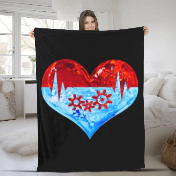 Discover Love Winter Heart Let it Snow Ski Snowboard Climb Fleece Blankets