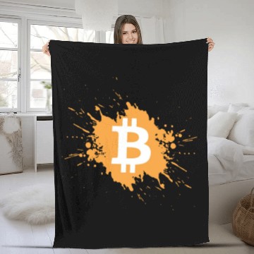 Discover Bitcoin Crypto Cryptocurrency Splash Fleece Blankets