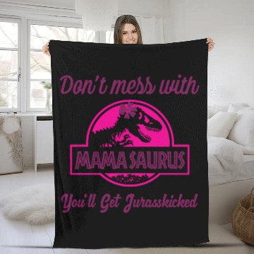 Discover Mamasaurus Rex Dinosaur autism Womens Mother's Day Fleece Blankets