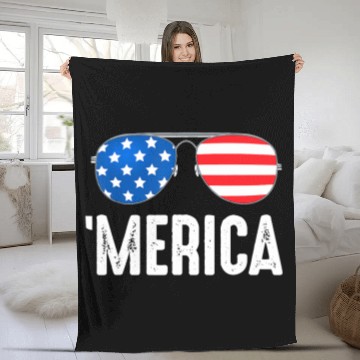 Discover 4th of July Merica Fleece Blankets USA American Pride