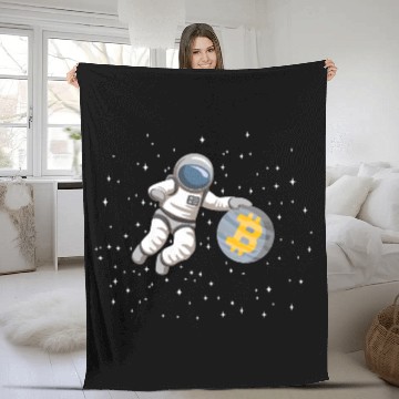 Discover Astronaut Bitcoin Fleece Blankets
