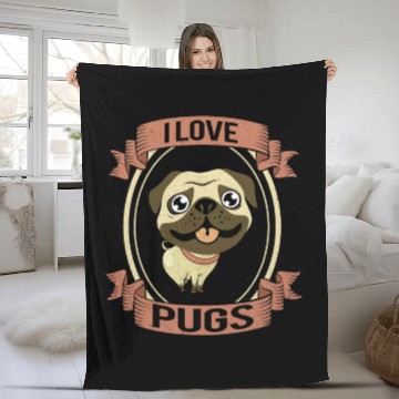 Discover Pug Fleece Blankets