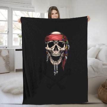 Discover Pirate Skull and Crossbones Fleece Blankets
