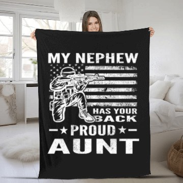 Discover My Nephew Has Your Back Proud Aunt Distressed Fleece Blankets