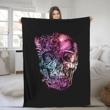 Discover skeleton head Fleece Blankets