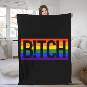 Discover LGBT Gay Pride Rainbow Bitch CSD Coming Out Fleece Blankets