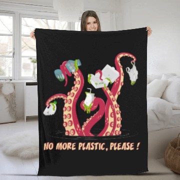 Discover Octopus No More plastic Fleece Blankets