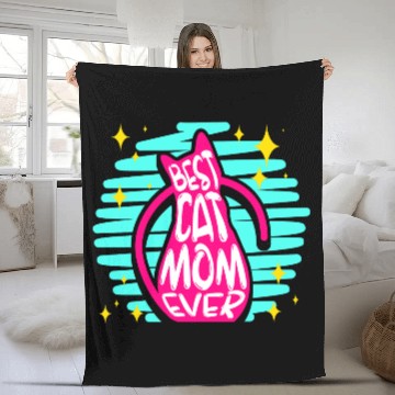 Discover Cat Mom Fleece Blankets