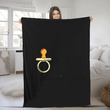 Discover FUNNY Pregnancy Baby Announcement print HOLY SHIT Fleece Blankets