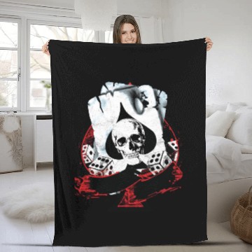 Discover Scorched Ace Of Spades Poker Dice Skull Fleece Blankets