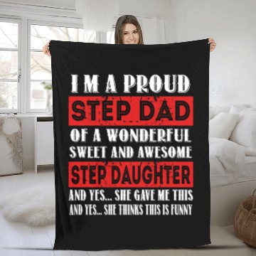 Discover Funny Step Dad Fleece Blankets Fathers Day Gift Step Daughte