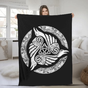 Discover Celtic Trinity Knot Crow Spiritual Mandala Fleece Blankets