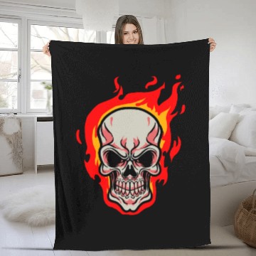 Discover Skull Fire Human Skeleton Teeth Bones Masks Gift Fleece Blankets