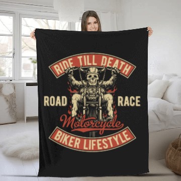 Discover Ride Till Death Motorcycle Biker Lifestyle Fleece Blankets