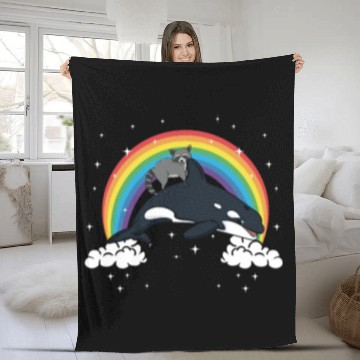 Discover Raccoon Trash Panda Funny Orca Killer Whale Gift Fleece Blankets