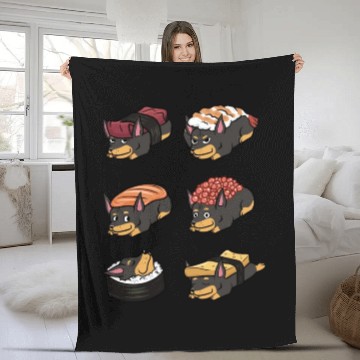 Discover Doberman Sushi Nigiri Fleece Blankets