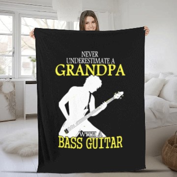 Discover never underestimate a grandpa with a bass guitar m Fleece Blankets