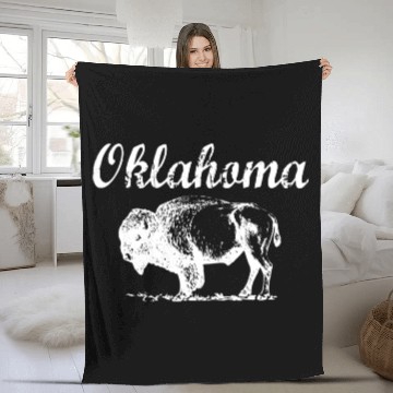 Discover Oklahoma Buffalo Tribal Native American Country Ok Fleece Blankets