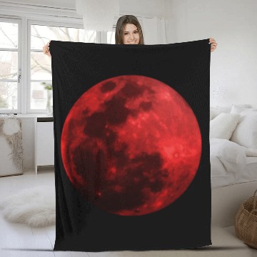 Discover Blood Moon - Space - Graphic Realistic Fleece Blankets
