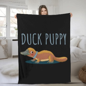 Discover Duck Puppy Duck puppy sweet gift platypus cute Fleece Blankets