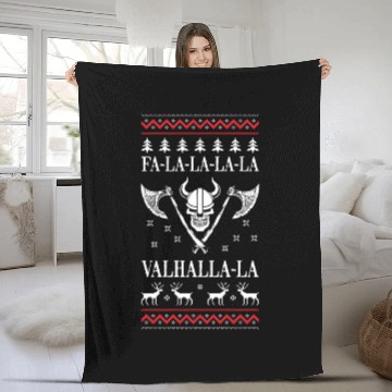 Discover Ugly Christmas Viking Fa La La La La Valhalla La Fleece Blankets