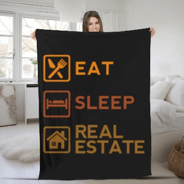 Discover Cool Eat Sleep Real Estate Life Business House Fleece Blankets
