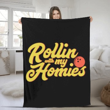 Discover Rollin with my homies - bowling, skittles, present Fleece Blankets
