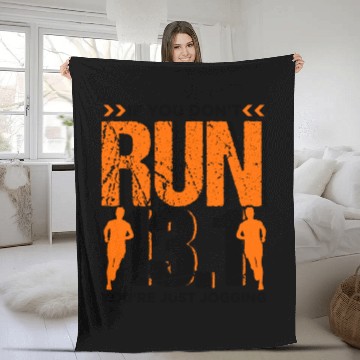 Discover Runner Running Half Marathon Quotes Gift Fleece Blankets