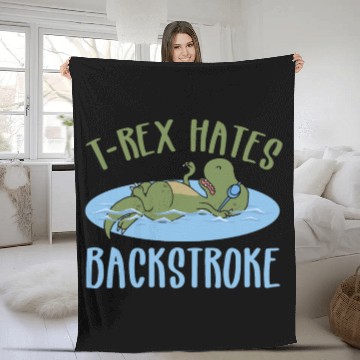 Discover Trex Swimming Funny Dinosaur Swimming Team Gift Fleece Blankets