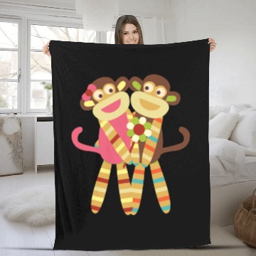 Discover Sock Monkey Friends Fleece Blankets
