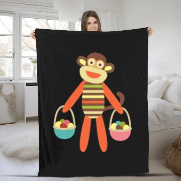 Discover Sock Monkey Easter Eggs Easter Basket Fleece Blankets