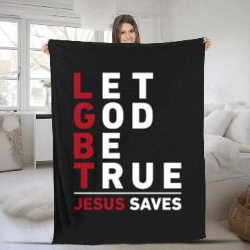 Discover "Let God Be True, Jesus Saves" Christian Bible Fleece Blankets