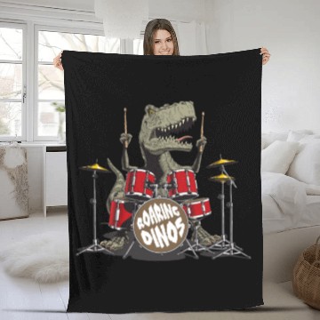 Discover TRex Drummer - Tyrannosaurus Dinosaur Music Fleece Blankets
