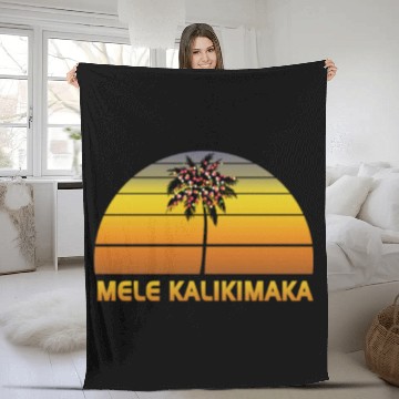 Discover Mele Kalikimaka Hawaii Palm Tree Christmas Lights Fleece Blankets