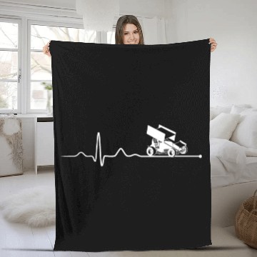 Discover SPRINT CAR RACING Sprint Car Racing Heartbeat Fleece Blankets