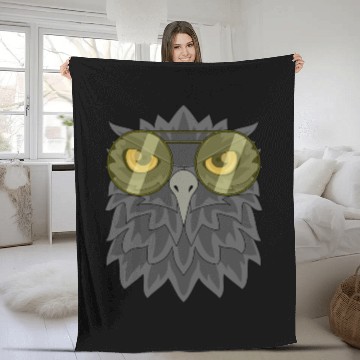 Discover Brown Barn Owl Yellow Vintage Aviator Sunglasses Fleece Blankets