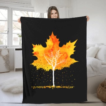 Discover Maple Leaf Autumn Orange Fall Leaves Fleece Blankets