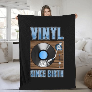 Discover Vinyl Since Birth Retro Pride Turntable Record Fleece Blankets