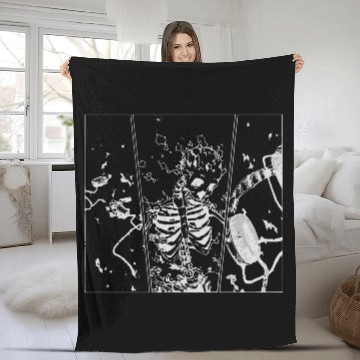Discover Heavy Metal Skelly (White) Fleece Blankets