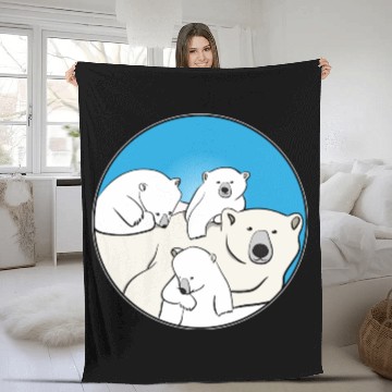 Discover The polar bear family Fleece Blankets