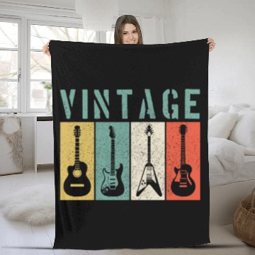 Discover Guitar Player Vintage Gift Fleece Blankets