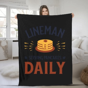Discover Football Lineman, Serving Pancakes Daily Fleece Blankets